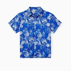 Blue Vacation Outfits Tropical Leaf Shirts